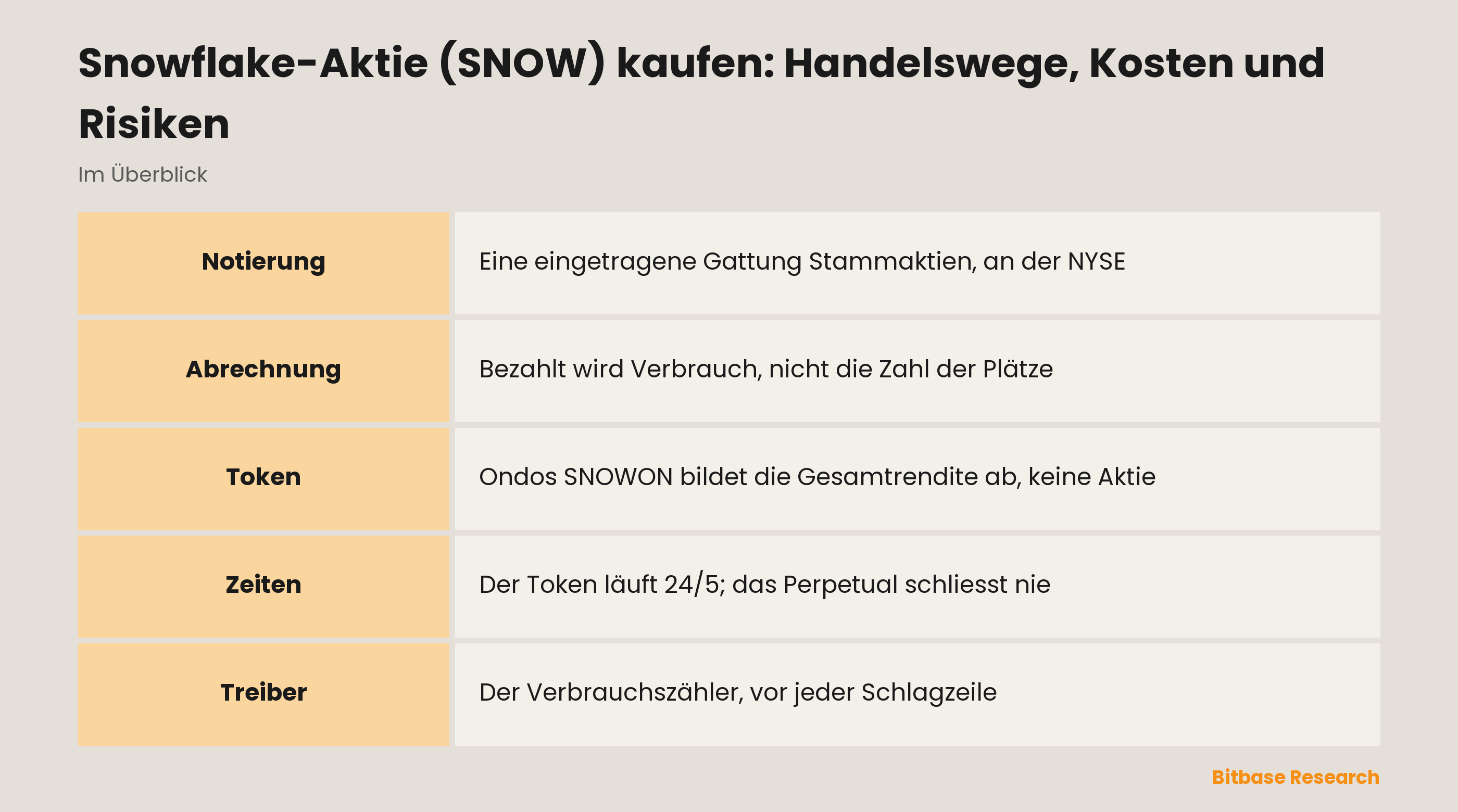 Snowflake-Aktie (SNOW) kaufen: Handelswege, Kosten und Risiken: die wichtigsten Punkte auf einen Blick