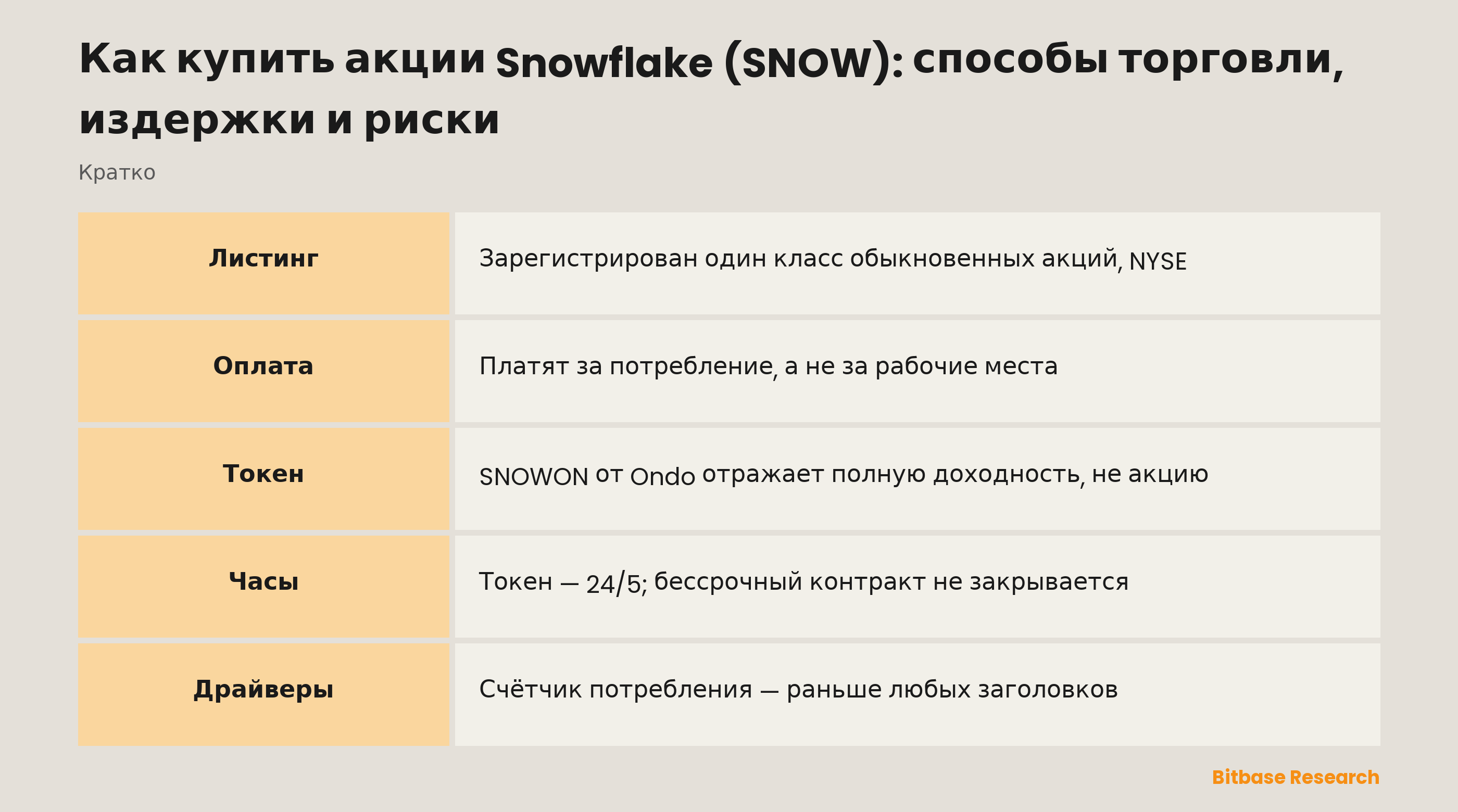 Как купить акции Snowflake (SNOW): способы торговли, издержки и риски: ключевые моменты кратко
