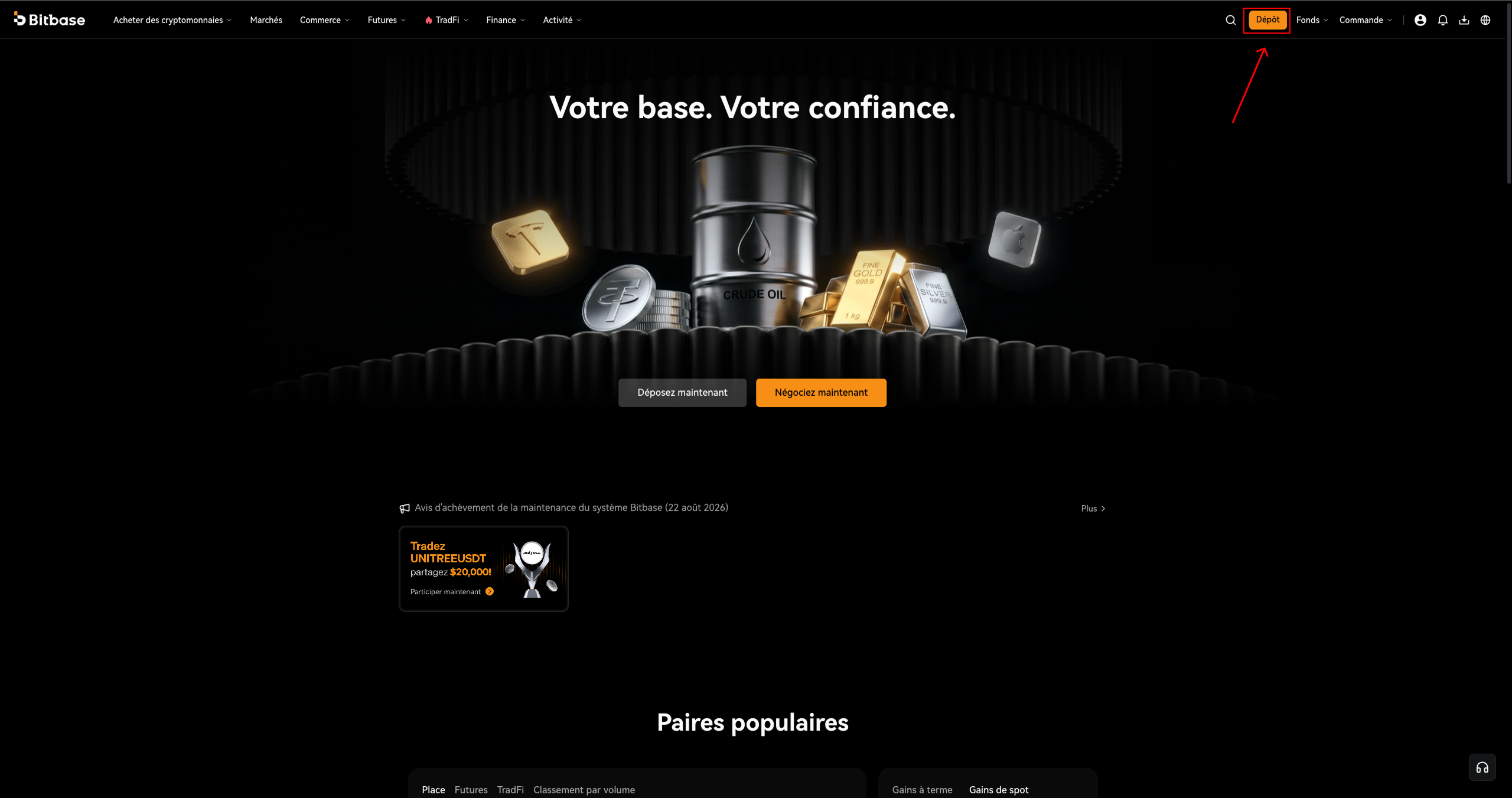 Comment déposer et retirer des cryptos sur Bitbase (Web)-bitbase-5614