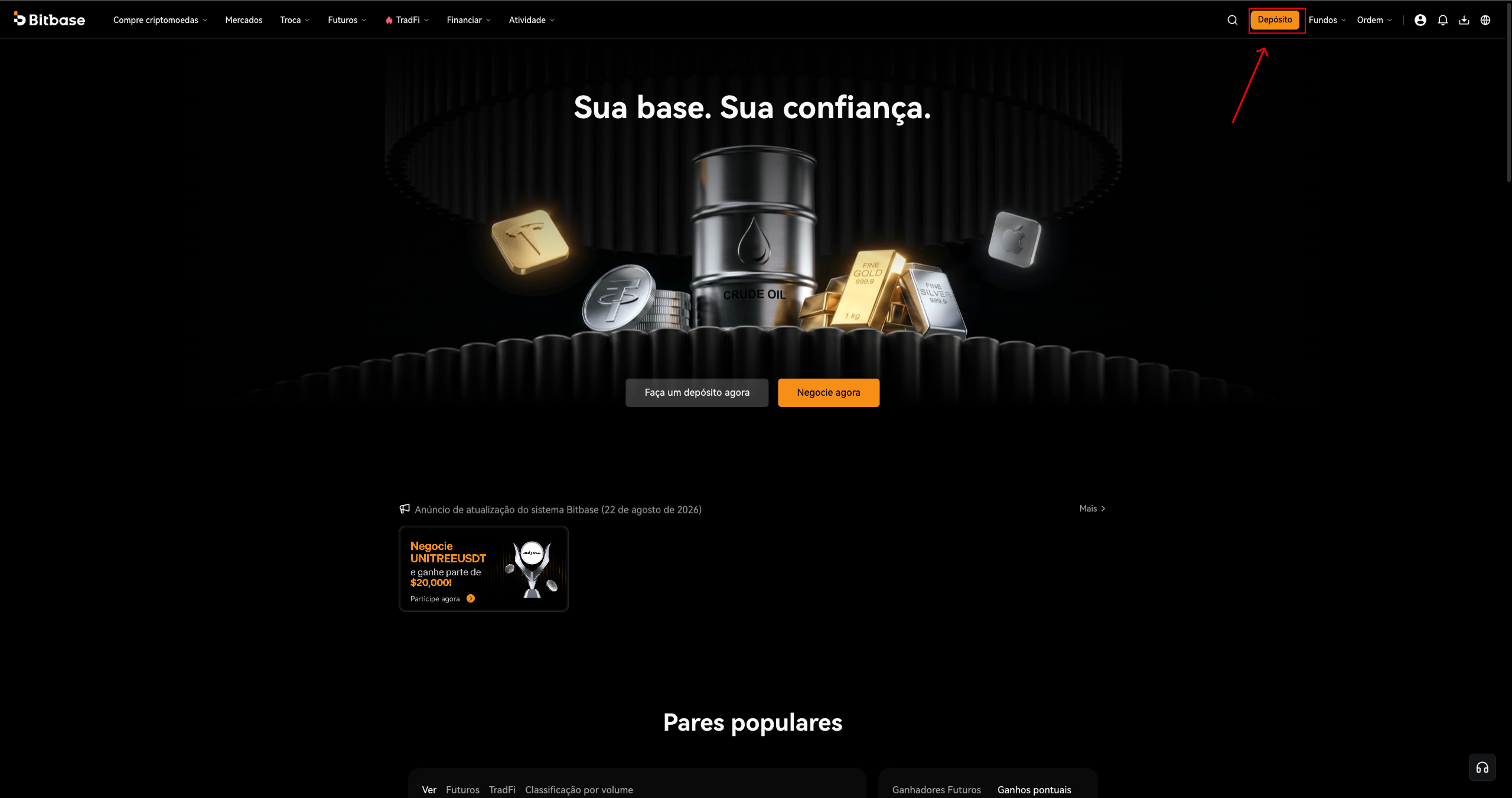 Como depositar e sacar cripto na Bitbase (Web)-bitbase-8480