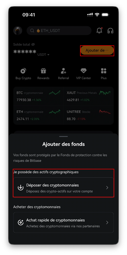 Comment télécharger l'application Bitbase, déposer et retirer des cryptos (App)-bitbase-2518