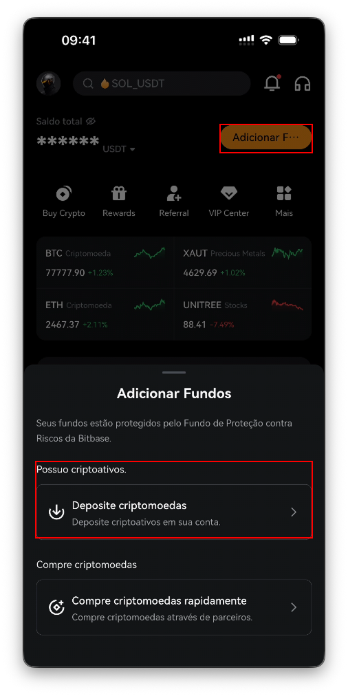 Como baixar o app da Bitbase e depositar e sacar cripto (App)-bitbase-7417