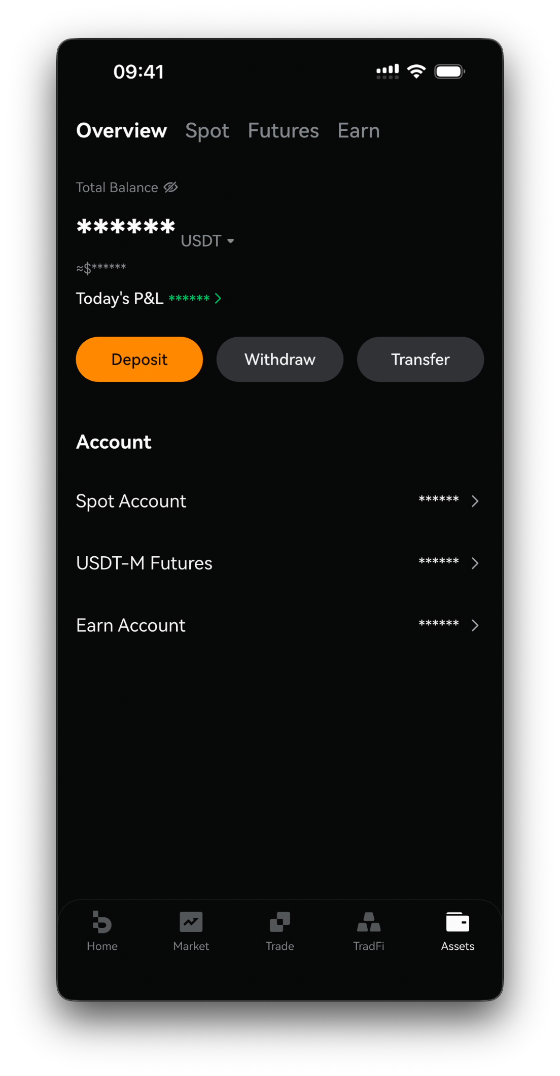 App home / assets showing the updated balance