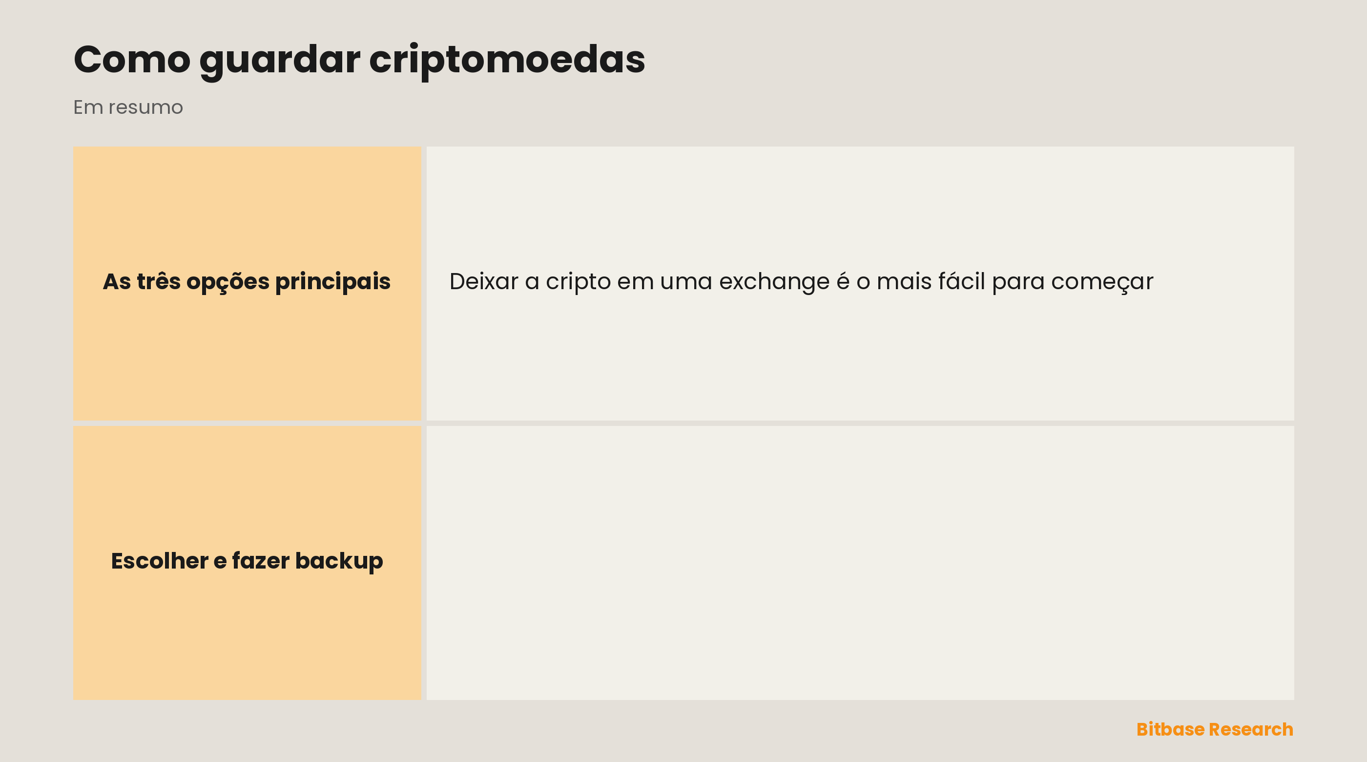 Como guardar cripto: exchange, carteira de software, carteira de hardware, backup da frase-semente e uma regra prática para escolher.