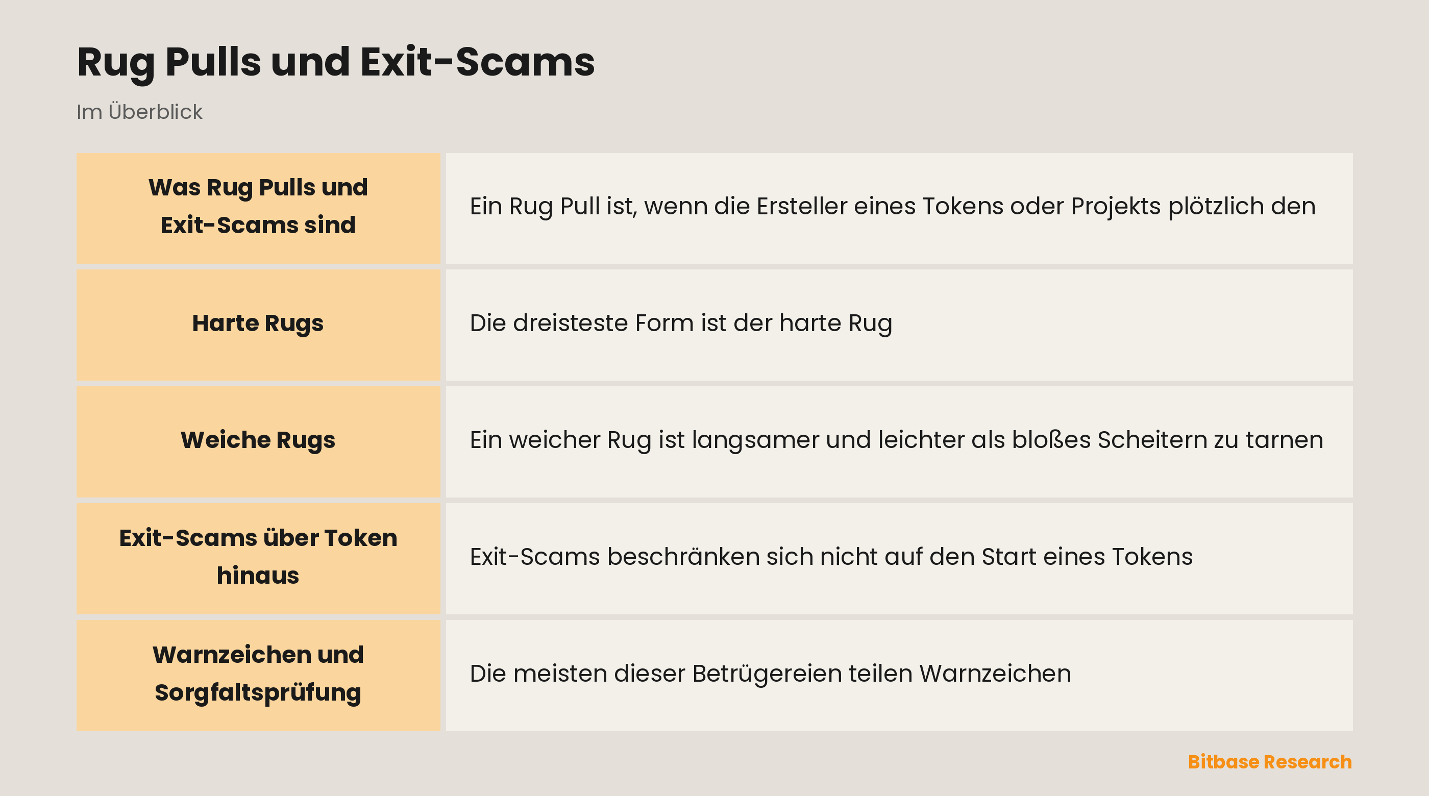 Rug Pulls und Exit-Scams: die wichtigsten Punkte auf einen Blick