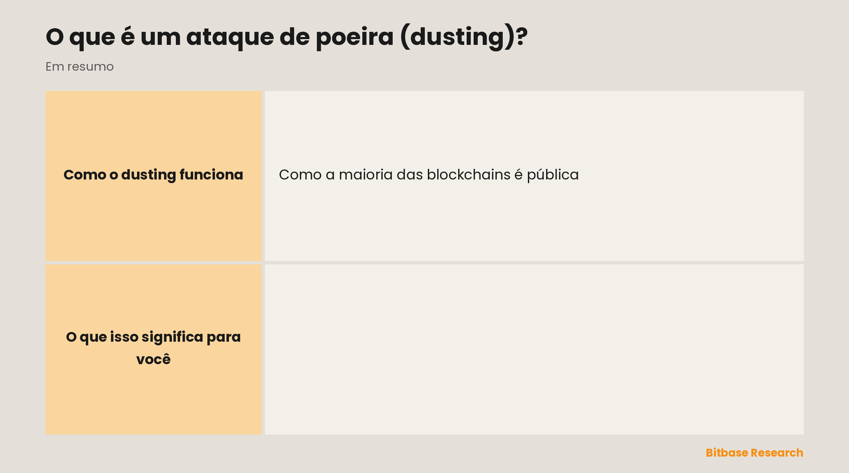 Ataques de poeira: o que são, qual é o objetivo do atacante, por que não é roubo direto, qual é o risco real e o que fazer a respeito.