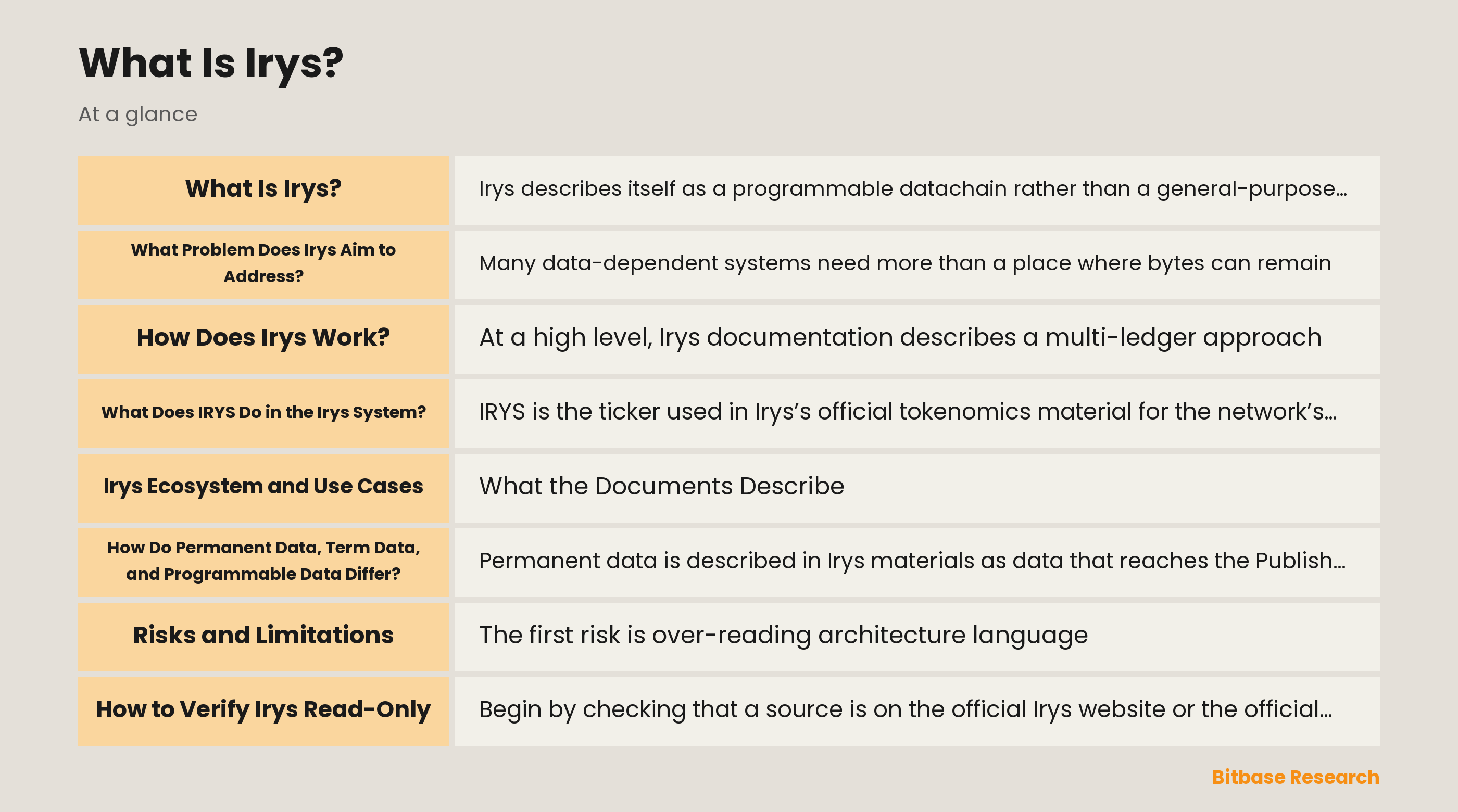 Diagram of the documented Irys architecture: data ledgers, evidence of availability, an execution environment, and separate temporary and permanent retention contexts.