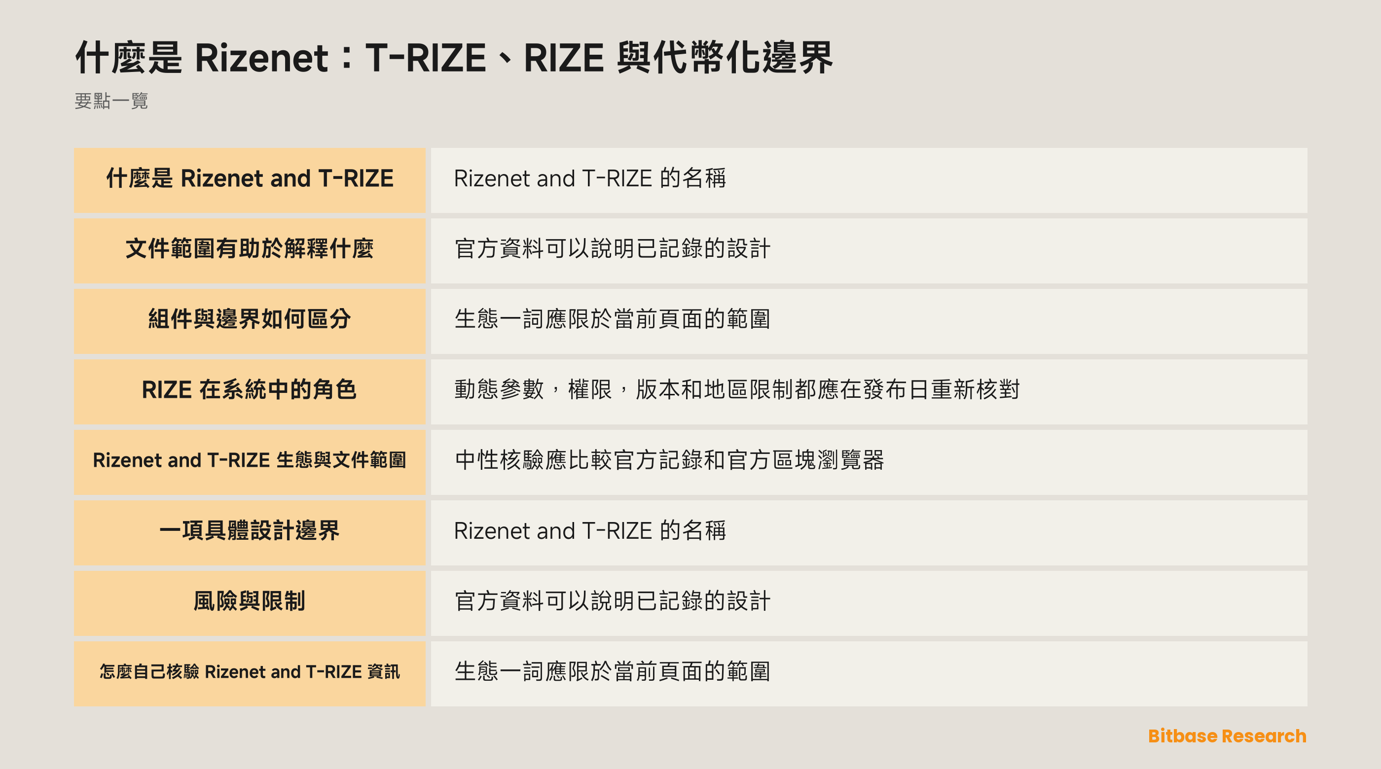 什麼是 Rizenet：T-RIZE、RIZE 與代幣化邊界 documentation overview