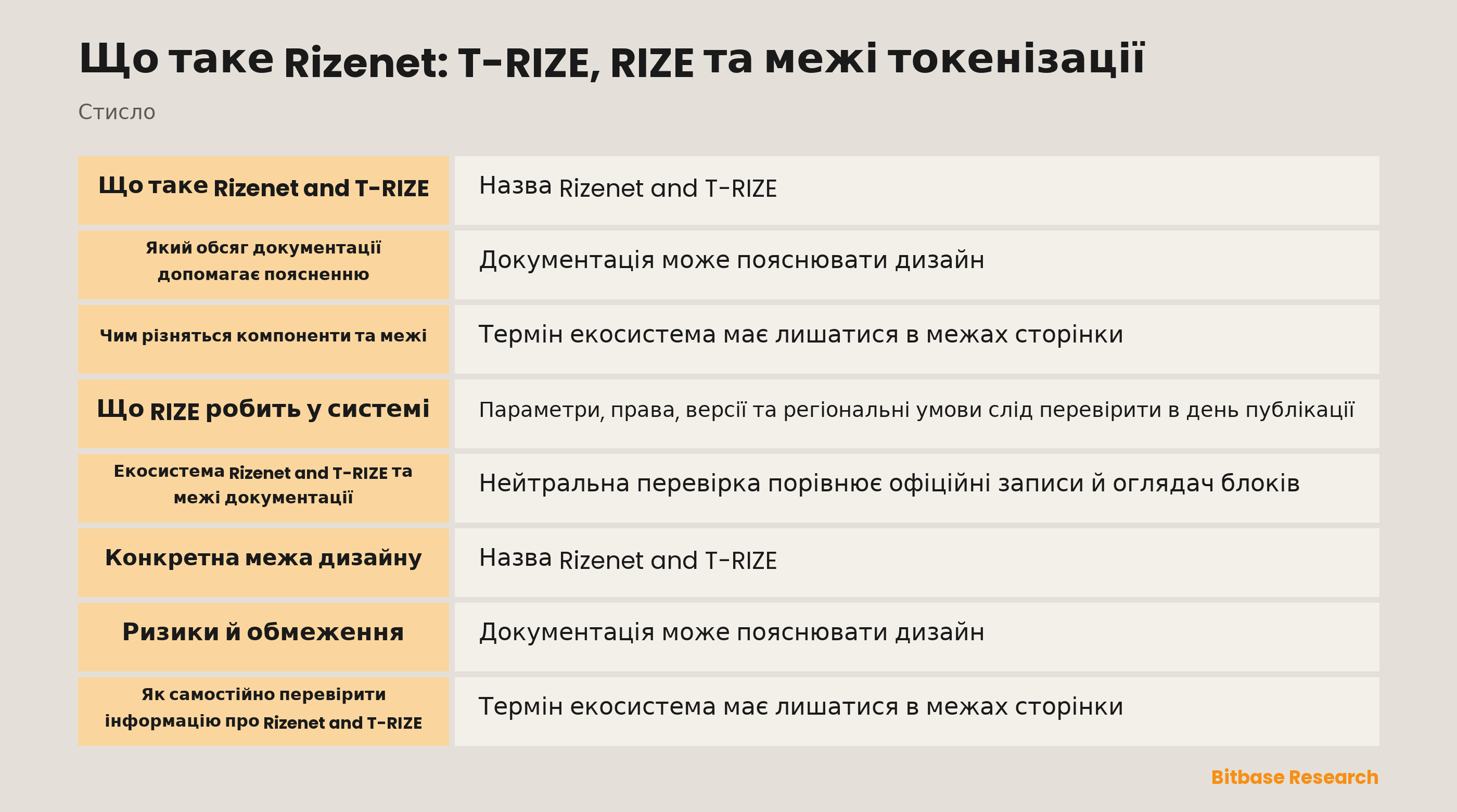 Що таке Rizenet: T-RIZE, RIZE та межі токенізації documentation overview
