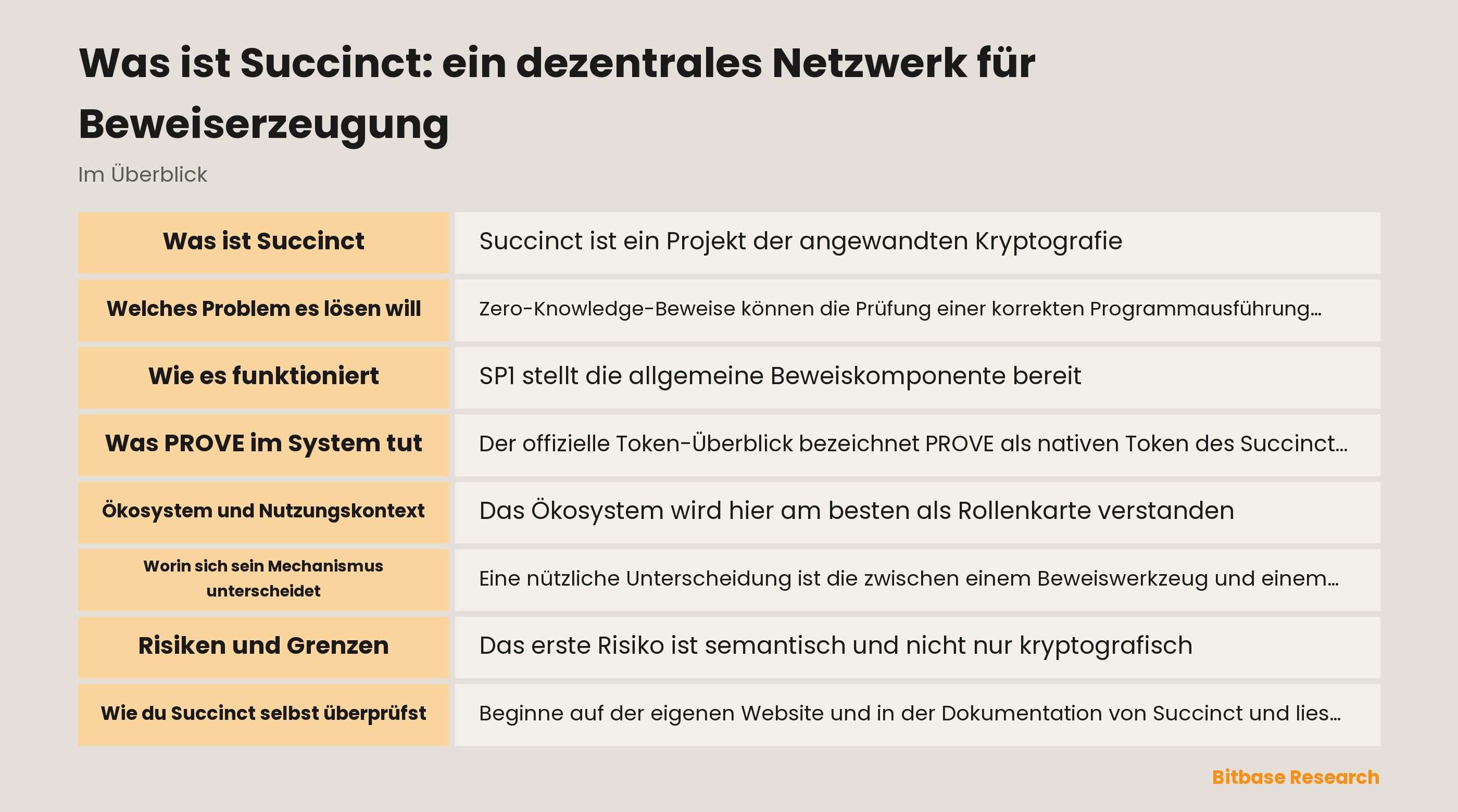 Succinct im Überblick: SP1, Beweisanfragen, Netzwerk, PROVE-Rollen und Prüfschritte